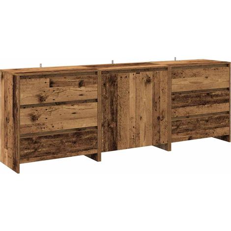 vidaXL Credenza 3 pz Legno Antico in Legno Multistrato (1/5)