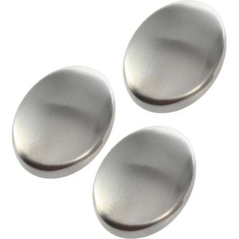 Lot de 3 barres de savon désodorisantes en acier inoxydable, absorbeur d'odeurs et éliminateur d'odeurs, gadgets pour laver les mains pour la cuisine (argent)