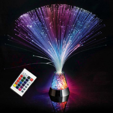 Lampe à fibre optique LED veilleuse changement de couleur seize couleurs avec base en cristal chevet rechargeable Multicolore (1/5)