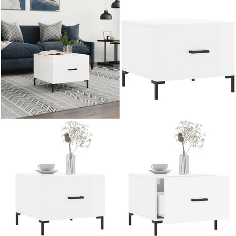Couchtisch Hochglanz-Weiß 50x50x40 cm Holzwerkstoff - Couchtisch - Wohnzimmerstil - Holzwerkstoff Möbel - Weißer Couchtisch - Sideboard - Home & Living (1/5)