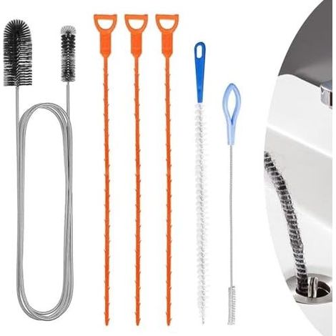 Flexible Reinigungsbürste für Zuleitungsrohre, 6-teiliges Abflussreinigungsset, Abflussbürste für Küchen und Badezimmer - (1/5)