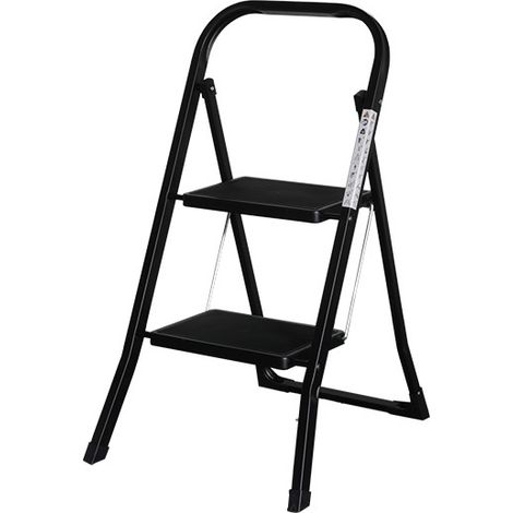 Escalera doméstica 2 peldaños - Plegable - Negra