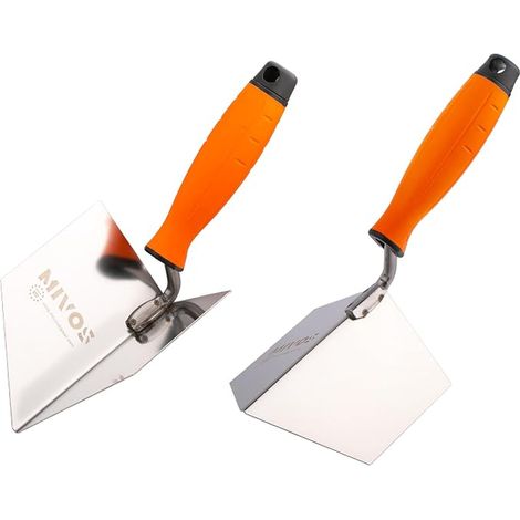 truelles d'angle inoxydables 125 x 75 mm - intérieur et truelle d'angle extérieur en acier inoxydable - intérieur et extérieur avec manche souple - Spatule (1/5)