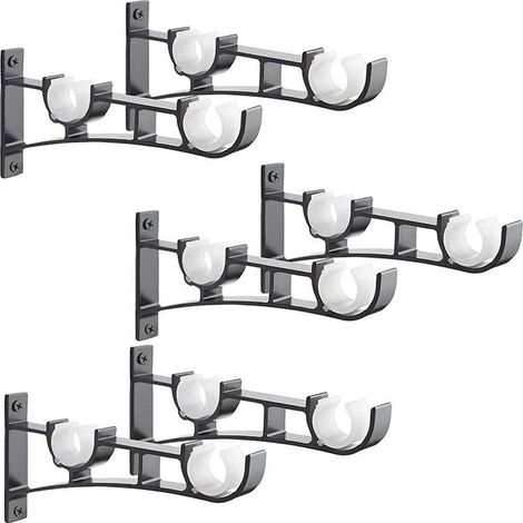 Support de tringle à rideau en aluminium – Lot de 6 – Capacité 50 kg – Compatible tiges 1-3 cm – Installation facile avec vis fournies (1/5)