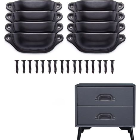 CCYKXA 8 Pieces Black Cabinet Handles, Half Round Drawer Knobs, Furniture Handle Can Be Used In Drawers, Cabinets, Dressing Tables (1/5)