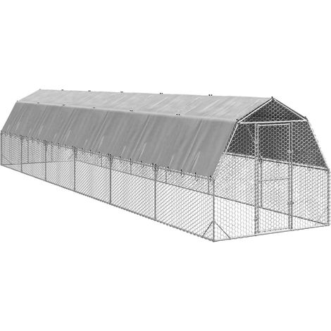 Hühnerstall mit Dach 2,5x12x2,25 m Verzinkter Stahl