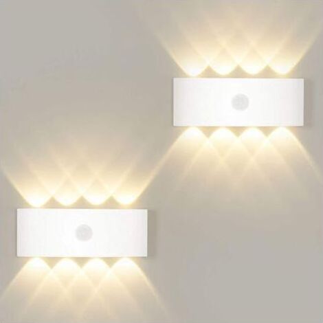 Lot de 2 appliques murales LED 8W détecteur de mouvement IP65 3000K blanc chaud (1/4)