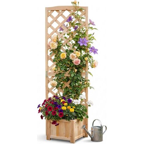 Wooden trellis planter box 180 cm natural finish 227458833 (1/5)