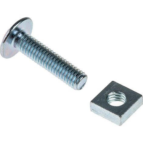 Rs Pro – Boulon M6 x 25mm – Vis tête plate large avec écrous carrés – Acier doux galvanisé – Pour fixation en milieu humide