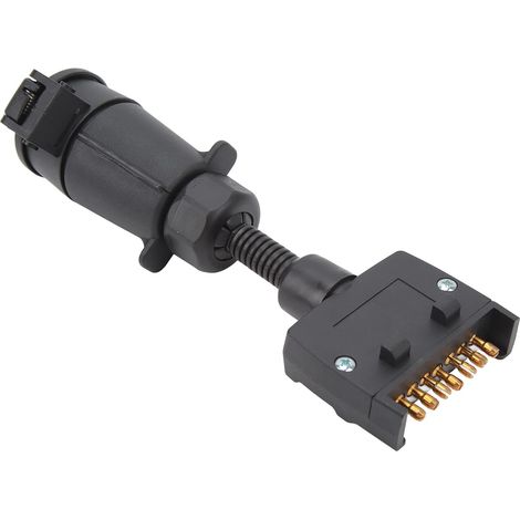 Anhänger-Adapterstecker, 7-polige runde Buchse auf flachen Stecker, Anhänger-Kabelbuchse, einfach zu verwendender Kabelstecker für Wohnwagen-Bootsanhänger (1/5)