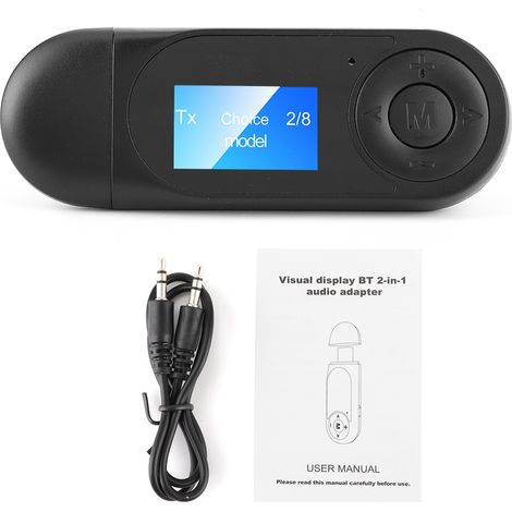 Adaptateur Audio Bluetooth 5.0 Émetteur-Récepteur Sans Fil avec Écran LCD pour Voiture PC Haut-parleur Filaire 3.5mm (1/5)