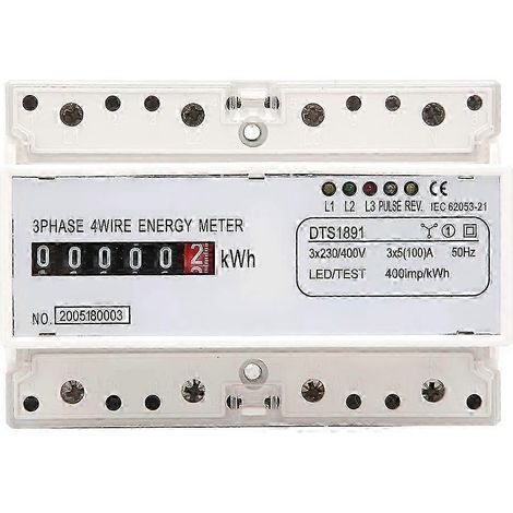 Compteur électrique DTS1891 triphasé 4 fils 7P rail DIN, mesure d'énergie active KWh, appareil de mesure électronique modulaire pour tableau électrique, précision fiable, usage industriel et commercia (1/5)