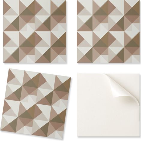 Juego de baldosas de vinilo de f谩cil instalaci贸n con geometr铆a triangular de 20x20x20 cm.