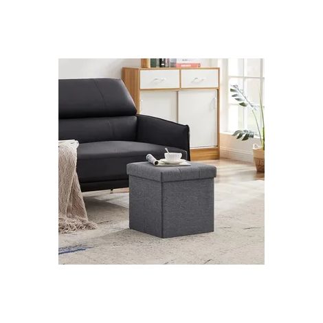 Sitzbank mit Faltbares Stauraum , Einfach zu Falten,Aufbewahrungsbox, Fußbank, dunkelgrau,Modernes Faltbares Aufbewahrungsottoman,klappbare Sitztruhe.Größe:30x30x30cm (1/5)
