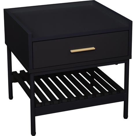 SVITA KORE table de chevet avec tiroir table de nuit commode de nuit noir (1/5)