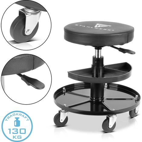 STAHLWERK Sgabello da officina WRH-295 ST con portata di 130 kg Sedile da officina