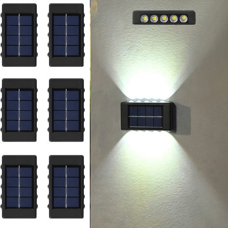 6 PCS Appliques solaires murales, éclairages solaires pour boîte aux lettres, étanchéité IP65,pour terrasse, jardin,garage-lumière blanc 6500K (1/5)
