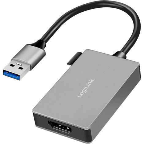 Adaptador USB 3.0 a HDMI Full HD 1080p LogiLink 0,15 m Gris Adaptador USB-A/M a HDMI-A/F (1/4)
