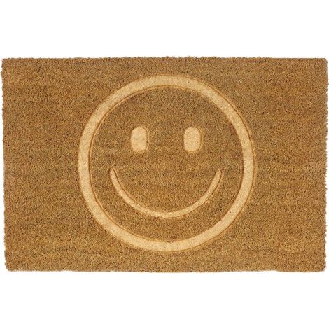 Paillasson Smile 60 cm – Largeur 60 cm – PVC et fibres de coco – Imputrescible et résistant au soleil – Nettoyage facile – Lolahome (1/2)