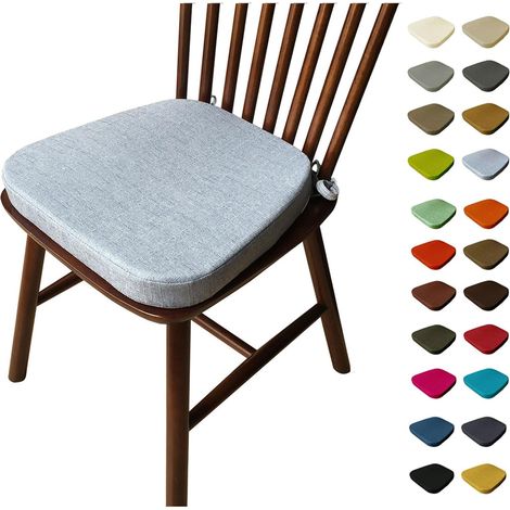 Galette De Chaise avec Attaches, 3/5/8 Epaisseur 40x38/43x40/43x42cm Coussin de Siège Lavable, Antidérapant, Galette De Chaise Dehoussable D'Interieur/Exterieur(E13,43X42X335cm)