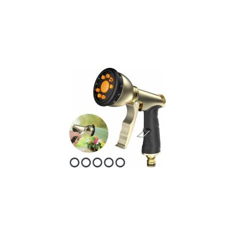 Douche de jardin portable, douche de jardin haute pression, corps robuste 100 % métal avec débit d'eau réglable et fonction de jet polyvalente pour l'arrosage, le lavage de voiture, le nettoyage des t (1/5)