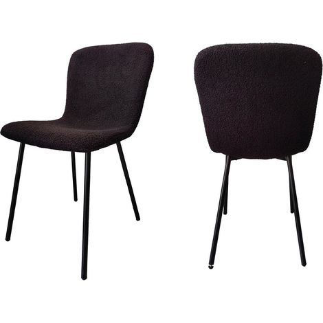 Lot de 4 chaises de salle à manger en tissu bouclé style scandinave avec pieds en métal noir - PANGIVO (1/5)