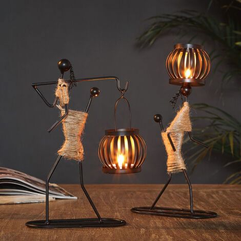 Bougeoir - Bougeoir En Fer Forgé - Pour Table De Fête Mariage Ou Décoration Intérieure - Lot De 2 (1/5)