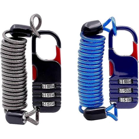 Antivol fin à câble avec combinaison, petit antivol de vélo avec câble rétractable et cadenas à combinaison, pour valises, sacs à dos, sacs, vélos, etc. (1/5)