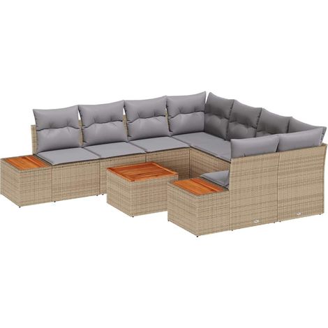 Maison Exclusive - Set Divano da Giardino con cuscino 9 pcs Beige Poly Rattan