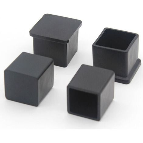 Lot de 10 Embouts de Pieds de Chaise carrés en Caoutchouc antidérapant pour protéger Le Sol des Meubles et des Tables 20 x20 mm, Noir (1/5)