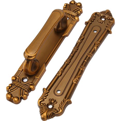 Poignées de porte coulissante de grange, grand modèle rustique à double face, pour portails, garages, abris de jardin et meubles. Matériau : alliage d'aluminium bronze. (1/5)