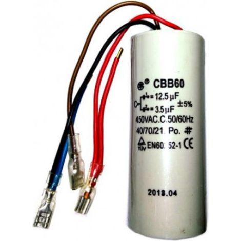 CONDENSATORE A 3 FILI RICAMBIO PARANCO L'EUROPEA TIRATUTTO PER TT 125-12,5 MF + 3,5 MF