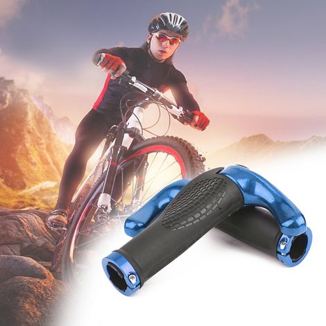 Poignée de Guidon VTT et Route Bleue Antidérapante, avec Système de Verrouillage Intégré