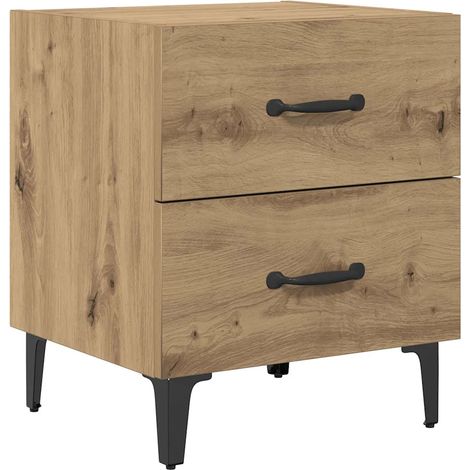 Table de chevet rustique avec tiroir rangement 40 x 35 x 47,5 cm en bois d'ingénierie chêne artisanal (1/5)