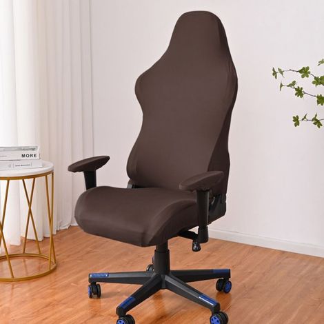 housse chaise gaming - housse fauteuil bureau 4 pièces/ensemble housse fauteuil gamer avec housses d\'accoudoirs marron foncé (1/3)