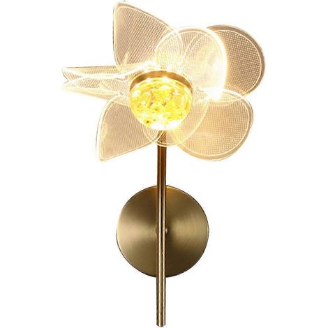 Applique murale dorée 2025, motif fleur, idéale pour chambre ou hall d'entrée. Lampe murale intérieure en forme de fleur, design divisé. (1/5)