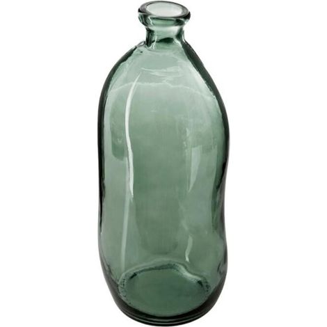 Vase en Verre Recyclé "Bouteille" 35cm Kaki