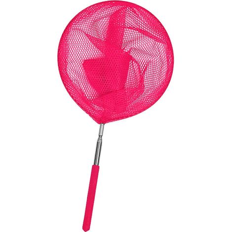 Épuisette de pêche pour enfants avec manche télescopique en acier inoxydable, sans danger pour la pêche en eau douce et en eau salée, rose n° 1 (1/5)