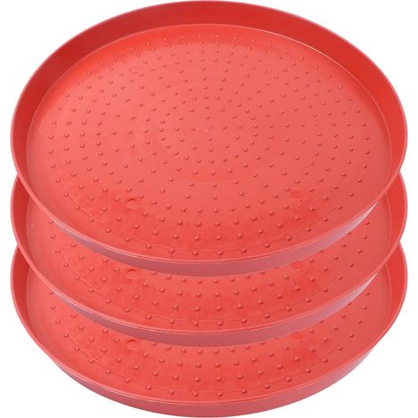 Plateau Réutilisable pour Poules 3 Pièces en Plastique Rouge  Poulets et Cailles, Usage Domestique, Facile à Déplacer Porter, Anti-décoloration et Anti-âge (1/5)