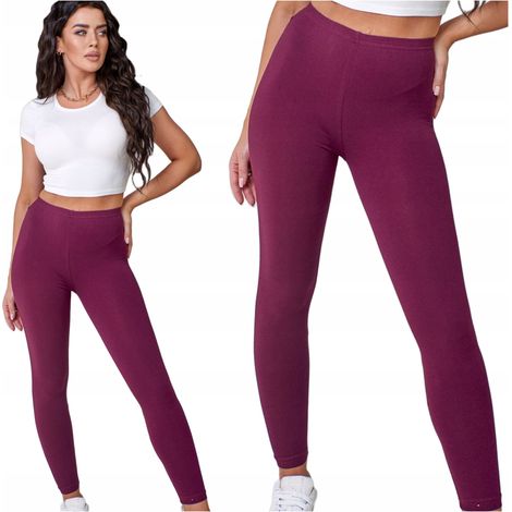 Leggings de sport longs pour femmes, leggings bordeaux lisses, taille M (1/3)