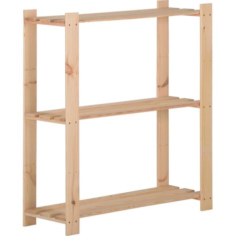 Scaffale a 3 Livelli 80x28,5x90 cm in Legno Massello di Pino vidaXL