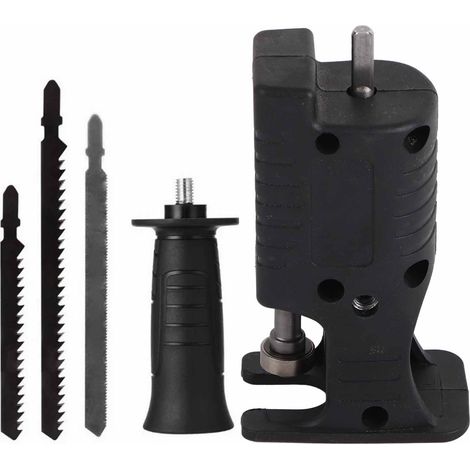Adaptateur perceuse-scie à chaîne, tête de conversion robuste avec 3 lames noires, connexion serrée pour scie électrique (1/5)