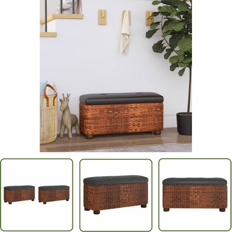 The Living Store Sitzbänke mit Stauraum und Kissen in Braun 2 Stk. 69 cm Rohrkolben - Sitzbank - Stauraumbank - Wohnraumgestaltung - Möbel Dekoration - Garderobe (1/5)