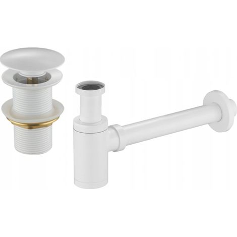 Mexen semimezza sifone per lavabo rotondo con tappo clic-clac, senza troppopieno, bianco - 7991050-20 (1/3)