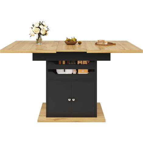 ELVMI Tavolo da Pranzo per 4-6 Persone con 2 Cassetti e 1 Vano Contenitore Allungabile in MDF 110-140×80×76 cm (1/5)