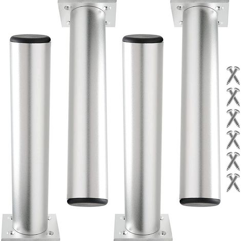 Lot de 4 Pieds de Meubles de Remplacement Pied de Table en Métal Ajustables Hauteur 20cm avec Vis pour Canapé Armoires Lit