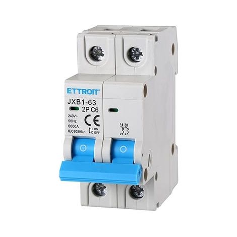 ETTROIT Interrupteur magnéto-thermique automatique 2P 6A 220V 2 modules DIN - JX120660