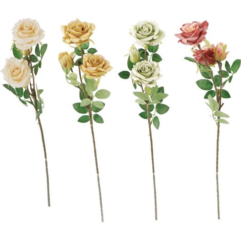 ROSA DECORATIVA CON 2 FIORI 60CM IN 4 COLORI (1/5)