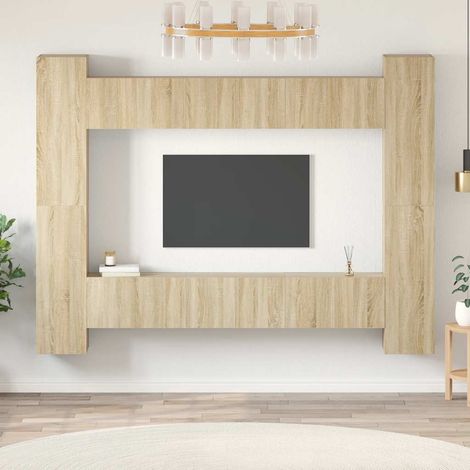 Set de muebles salón TV 10 pzas madera ingeniería roble