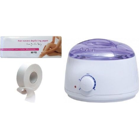 Trade Shop - Kit 50 Strisce + Rotolo 50mt Depilatoria + Scaldacera Elettrico Professionale -